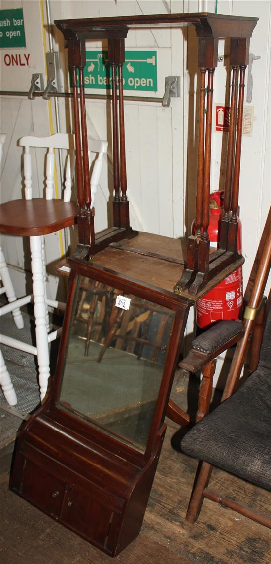 Tripod table, mirrored wall cabinet & 2 occ. tables